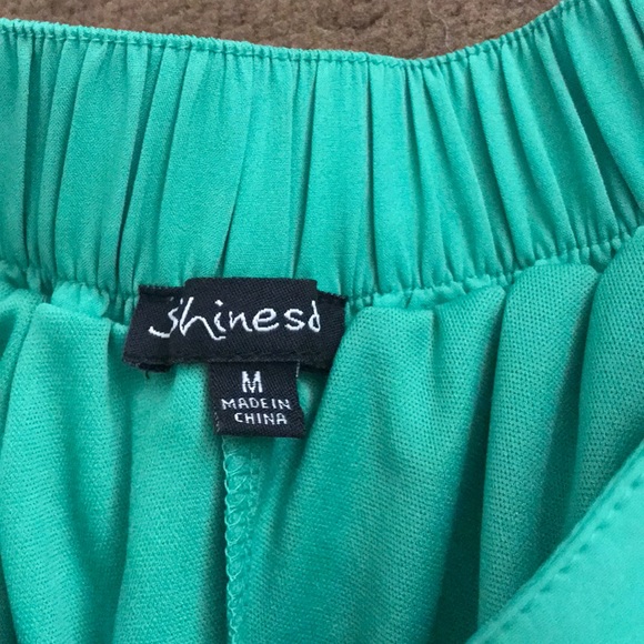 SHINESTAR BEAUTIFUL GREEN FLOWY SHORTS - Picture 3 of 3